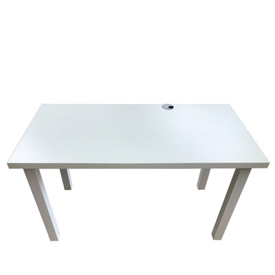 Bürotisch Ordnung weiß beschichtet HPL mit Aufsatz und Metallfüßen